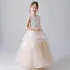 Robes de fille en Tulle fleur pour mariage et fête longue princesse robe de concours Junior demoiselle d'honneur formelle enfants robe d'anniversaire