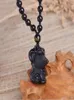 Anhänger Halsketten Natürliche Obsidian Tier Sternzeichen Ratte Jade Schmuck Glück Auspicious Amulett Halskette Fein