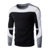 Pulls pour hommes élégant col rond épaissir sweat-shirt masculin slim hommes contraste couleurs pull pour un usage quotidien