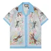 Mens Flower Tiger 프린트 셔츠 캐주얼 버튼 다운 반소매 하와이안 셔츠 정장 여름 해변 디자이너 드레스 셔츠