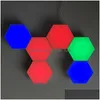 Wall Lamps Colorf Diy Quantum Light Touch Sensor Colorchanging Night Lamp 6Pcs 10Pcs Modar Hexagonal Led Wall Bedroom Drop Delivery Dhrgp