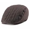 Berets HT2192 BERET CAPS Män kvinnor Autumn Winter Justerbar retro Vintage Ivy Sboy Solid Sticked Hats Flat