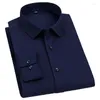 Men's Dress Shirts Men's Bamboo Fiber Classic Long Sleeved Shirt White Blue Black Gray Red Solid Chemise Homme Male Business Casual