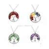 Pendant Necklaces Natural Stone Chakra Tree Of Life Quartz Pendant Necklaces For Men Women Sweater Chain Jewelry Gift Drop Delivery P Dhqxo