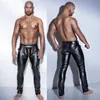 Body Shapers pour hommes Pantalons pour hommes Ouvert Crotch PU Cuir Latex Leggings Fitness Crayon Pantalon Taniec Na Rurze Clubwear Gay Sexy2791