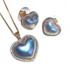 Collana Orecchini Set Fantastici 14k Gold Filled Sky Blue Imitazione Seawater Mabe Pearl Women