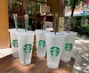 DHL Mermaid Goddess Starbucks Cups 24oz/710ml Plastic mokken Tuimelaar Herbruikbaar Clear drinkplatige bodem pilaar vorm deksel stro kopje