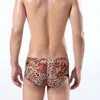 Underbyxor män leopard underkläder boxershorts andningsbara boxare transparent mesh boxer manliga bokserki