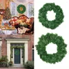 Fiori decorativi Ghirlanda di ghirlande di pino artificiale verde per porta d'ingresso Finestra Camino Decorazione natalizia U5o4