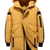 Kamizelki męskie zimowe męskie kurtka z kapturem moda długa płaszcz męski Windorpood Waterproof Gruba ciepła marka odzież Parka LP221130
