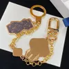 Llavero de cuero con sello de oso dorado de diseñador, regalo de fiesta para parejas de boda