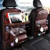 Sac de rangement pour siège de voiture en cuir Pu avec plateau de rangement de voyage avec accessoires de voiture pour poubelle de table pliable