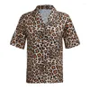 Men's Casual Shirts S-3XL Big Plus Size Men Tops Vintage Leopard Print 2022 Summer Short Sleeve Loose Blouses Man Shirt