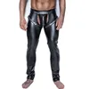 Men's Body Shapers Mens Trousers Open Crotch PU Leather Latex Leggings Fitness Pencil Pants Taniec Na Rurze Clubwear Gay Sexy208r