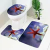 3 pièces/ensemble tapis de toilette tapis de bain de sol tapis de pied salon salle de bain tapis douche océan monde sous-marin Polyester impression 3D tapis antidérapant