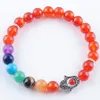 Braccialetti Agata rossa Pietra Perline tonde Braccialetti con fili di palma 7 Chakra Guarigione Mala Meditazione Gioielli da donna K3254