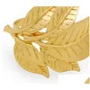 Napkin Rings Leaves Mouth Cloth Rings Eco Friendly Napkin Ring Alloy Napkins Buckle Gold Color Selling 4 6Lr J1 Drop Deliver Dhgarden Dhbis