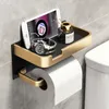 Toilet Paper Holders Black Gold Bathroom Wall Mount Multifunction WC Phone Shelf Towel Roll Accessories 221130