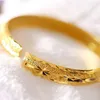 Bangle 10mm Classic Carved Women Solid 18k Yellow Gold Filled Dubai Wedding Party Lady Girls Jewelry Gift Dia 60mm