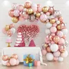 Noel dekorasyonları pembe macaron metal balon çelenk kemeri kiti düğün kiti düğün doğum günü parti balonlar dekorasyon çocuklar bebek duş lateks konfeti balon 221201