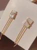 Orecchini pendenti Moda coreana Elementi geometrici Catena lunga appesa per le donne Gioielli da festa con orecchino di cristallo con nappa asimmetrica