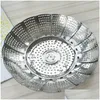 Other Kitchen Dining Bar Stainless Steel Steamer Disc Collapsible Lotus Flower Telescopic Mti Function Food Fruit Vegetab Dhgarden Dhdqu