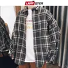 Männer Casual Hemden LAPPSTER Männer Harajuku Farbblock Kariertes Hemd Mann Streetwear Fleece Langarm Männliche Vintage Koreanische Mode Kleidung 221130