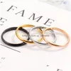 Band Rings Gold Sier Black Rose Simple 2Mm Fine Tail Ring Smooth Titanium Steel Ladys Metal Alloy Adjustable Lady Rings Jewelry Size Dhaut