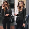 Women's Suits 2022 Fashionable Office Ladies Leather PU Suit Jacket Top Faux Women Classic Slim Short Coat Autumn Winter