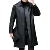 Jaquetas masculinas de couro falso marca cashmere casacos inverno casual longo grosso velo parkas casaco quente s 221202