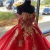 Spaghetti-Träger-Quinceanera-Abschlussballkleider mit abnehmbaren langen Ärmeln und glitzerndem Ballkleid