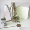 أدوات بار الصلب غير القابل للصدأ نبيذ شاكر مجموعة Sier Jigger Mixer Ice Clip Clip Spoon Shakers Kit Sturdy for Bar Tool Top Qual Dhgarden Dhw1p