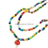 Bohème fait à la main Colorf perles colliers mignon Simple champignon pendentif collier femmes bijoux livraison directe pendentifs Dhron