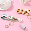 الحفلات لصالح PU LEATHY LEATHER Single Lipstick Buckle Portable Lipstick Set Cover Cover Cover Cover Balm Holder Keyring