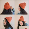 Beanie/Kafatası Kapakları Sonbahar Kış Kış Şekeri Renkli Kadınlar Knited Hat Lady Sıcak Beanies Skl Kapağı 24 Renk Damla Teslimat Moda Aksesuarları Dhuzh