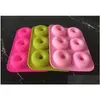 Baking Moulds 6 Donut Mti Colour Mold Epoxy Resin Sile Circar Baking Cake Biscuit Waffle Chocolate Mod Ice Jelly 3 9Yf L2 Dr Dhgarden Dh4Jh