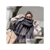 Sciarpe Sciarpa da donna invernale Nappe Strisce lavorate a maglia Scialle spesso a conservazione del calore Sciarpe calde Consegna a goccia Accessori moda Cappelli Dhacg