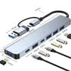 7 Poorten 2-in-1 USB 3.0 Hub Type-C-adapter USB 2.0 Hoge snelheid Transmissie Multi-ports USB Splitter Expander voor pc-computer