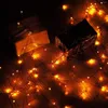 Strings 8 Pcs Orange Fairy String Lights 30 Black LED Battery Operated For Christmas Halloween Wedding Home Indoor Outdoor Decoration