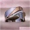 Band Rings Fashion Jewelry Ladies Rose Gold Ring Simple Crossed Ziron Drop Delivery Dhjrw