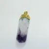 Hangende kettingen Purple Crystal Natural Stone ketting 2022 Pendulum Druzy Goudgenezing Grote rauwe kwarts Kolom Ruw gem stenen Custom