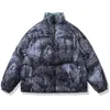 Heren Down Parkas Winter Oversize Reversible Bomber Jacket Men afdrukken katoenen gevotte kleding vintage parka mode Harajuku straat bubbeljas man 221130