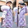 Down Coat Kids Winter Jacket voor meisjes Bright iriserende dikke dikke capuchon Jassen Out meter 3 12y 221130