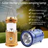 Solar LED Portable Lantern Telescopic Torch Outdoor Camping Tent Lamp USB Rechargeable Emergency Working Light Hanging Lamp