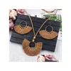 Earrings Necklace Fashion Jewelry Set Womens Fans Pattern Tassles Vintage Necklace With Earrings Drop Delivery Sets Dhnvp