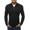 Männer Pullover Männer Pullover Dicke Warme Gestrickte Half Zip Pullover Einfarbig Stehkragen Langarm Zipper Top Bluse 2022