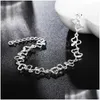 Charm Armband 925 Sterling Sier FL Heart AAA Zircon Chain Armband For Women Wedding Engagement Party Fashion Smycken Drop Deliver DH3XL
