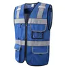 Gilet de sécurité réfléchissant industriel Gilet de sécurité de construction Gilet de garde de sécurité réfléchissant Gilet d'outil de travail multipoches Débardeur en maille Hommes Ninght Running Protector