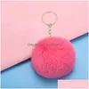 Schlüsselringe 8cm süße Mädchen flauschiger Pelz Ball Pom Schlüsselbund Frauen Kaninchen Pompon Schlüsselkette Tasche Auto Schmuck Schmuck Hochzeitsfeier Geschenk Drop d Dhgtw