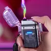 Colorful Transparent Plastic Waterproof Windproof Double ARC Lighters USB Multi Cigarette Holder Smoking Lighter Function Lighting Dry Herb Tobacco DHL